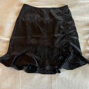 Black printed silky skirt